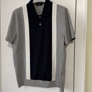 Theory Gray blue Polo Shirt with White Accents men size M